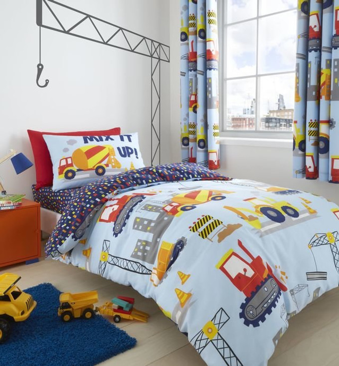 Catherine Lansfield Kids Construction Bedding Curtains Matching Range