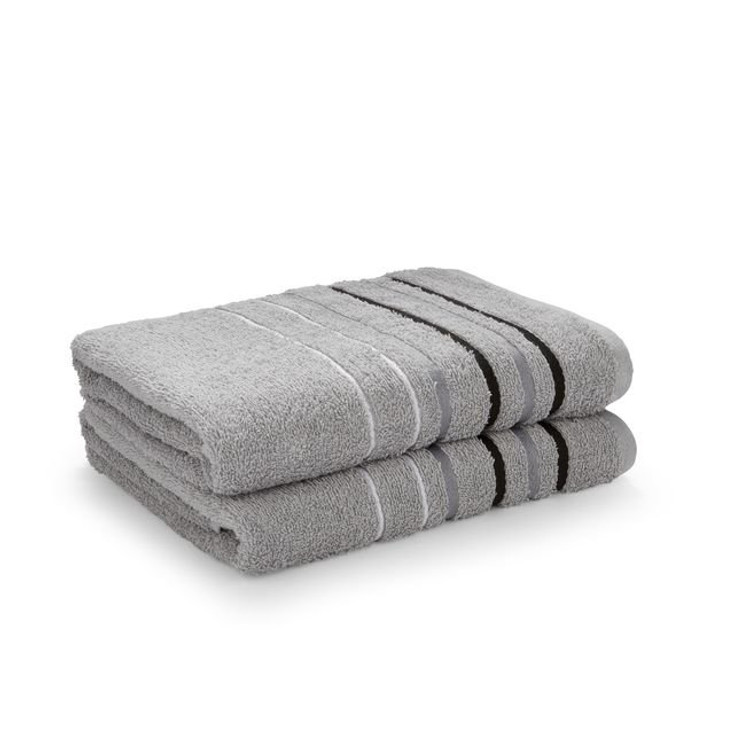Catherine Lansfield Java Stripe 450GSM Soft Absorbent Cotton Towels Range Grey