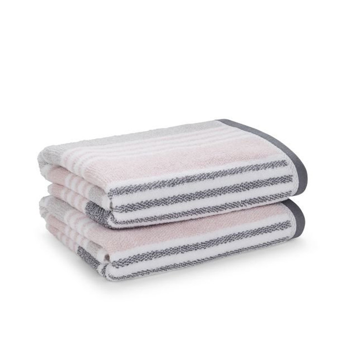 Catherine Lansfield Kelso Stripe 450GSM Soft Absorbent Cotton Towels Range Pink