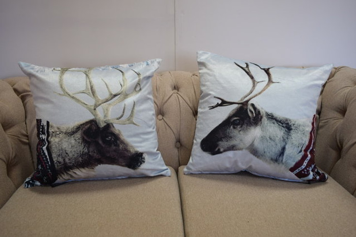 Reindeer Jumpers Winter Photographic Soft Touch Cushion Cover 17" x 17"