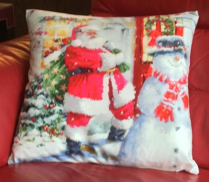 Santa & House Winter Festive Xmas Soft Touch Cushion Cover 18" x 18"