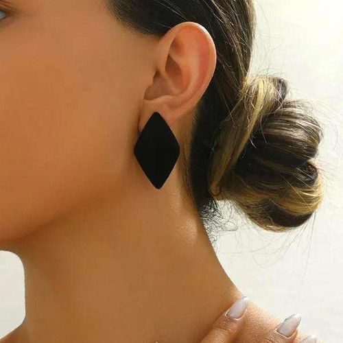 Lxalry Velvet Tri-Color Stud Earrings, Hypoallergenic 316L Steel Jewelry with Luxe Touch, Handmade Sustainable Gift for Daily to Formal Glam