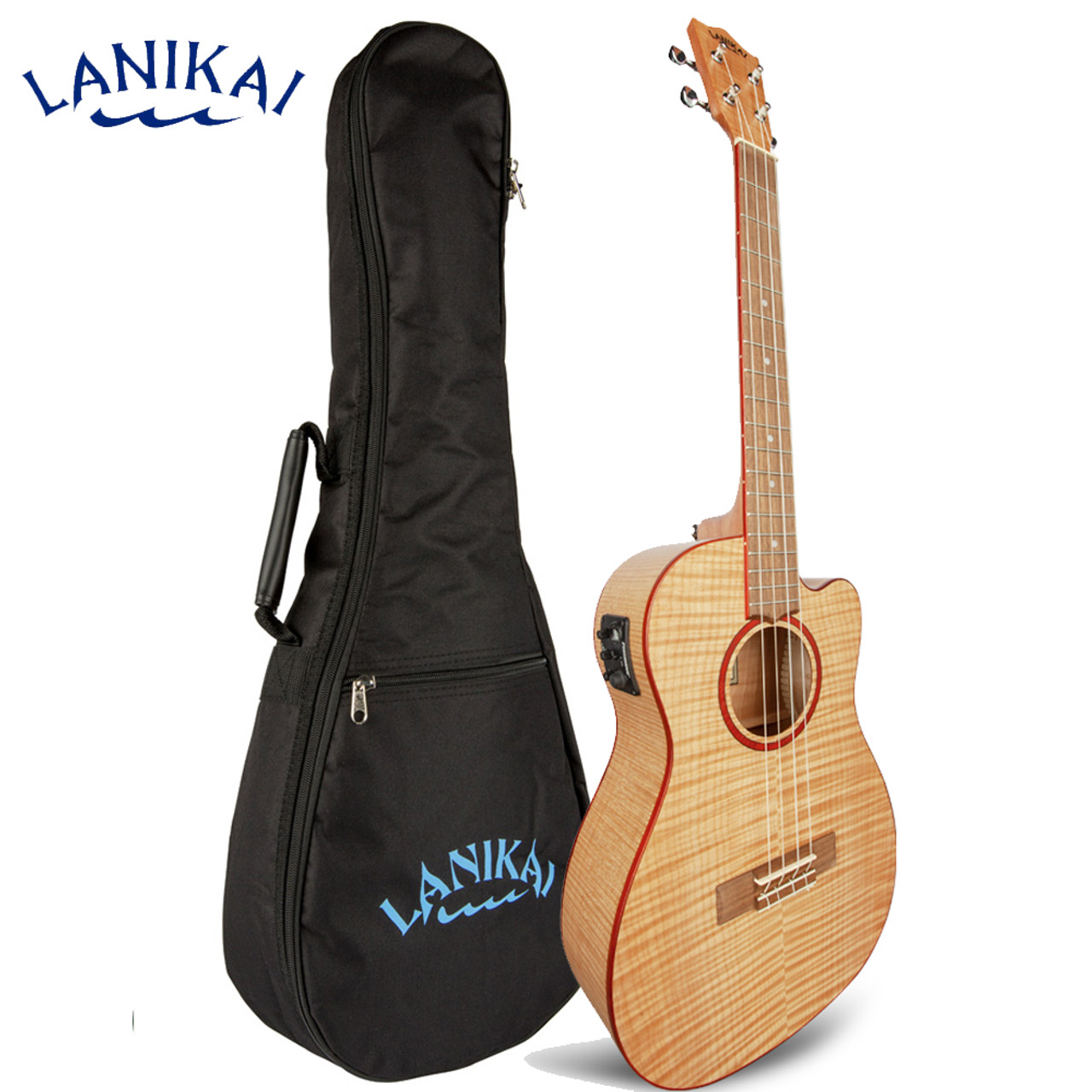 Lanikai FM-CEB Flame Maple Baritone Acoustic Electric Ukulele with