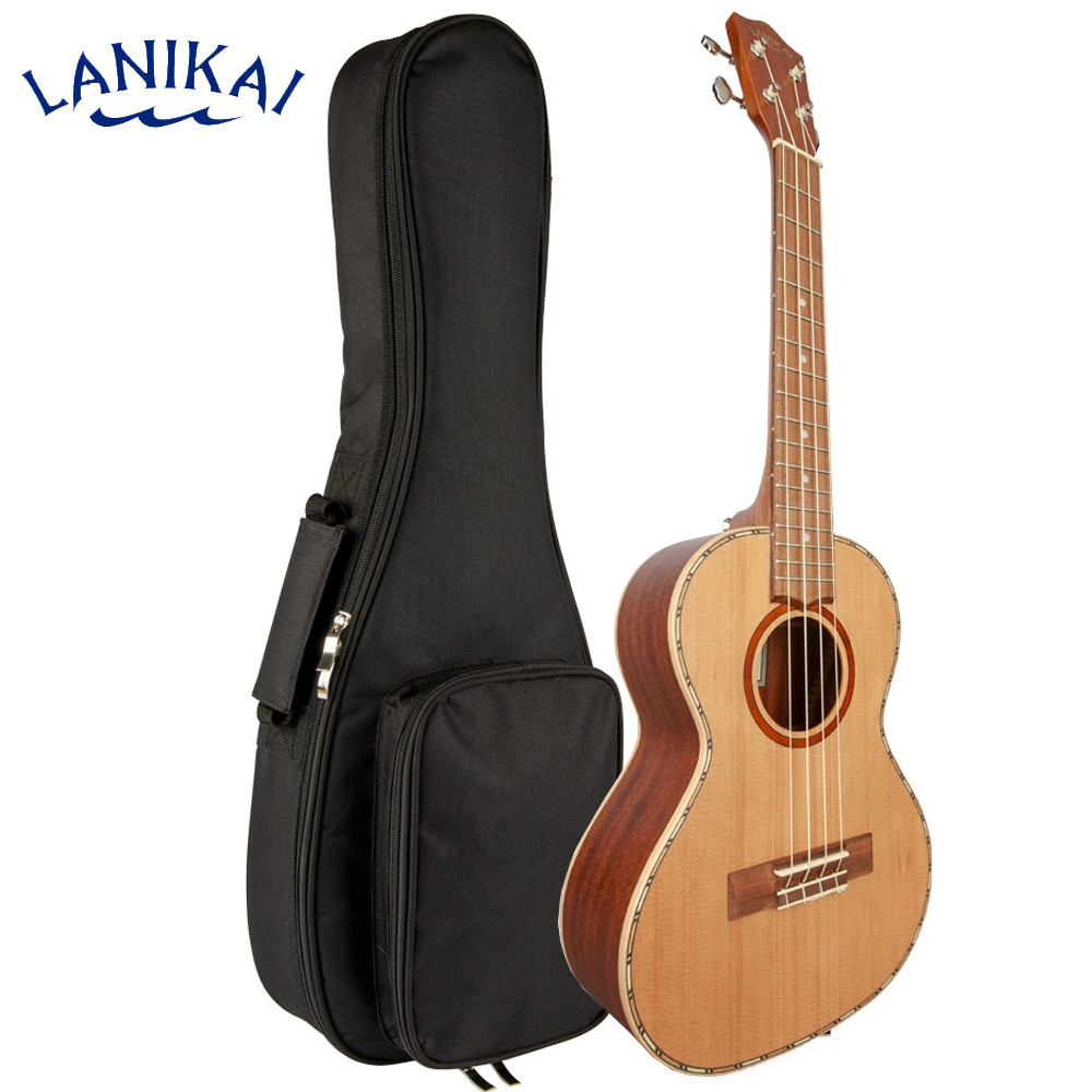 Lanikai CDST-T Cedar Solid Top Tenor Ukulele with Padded Gig Bag