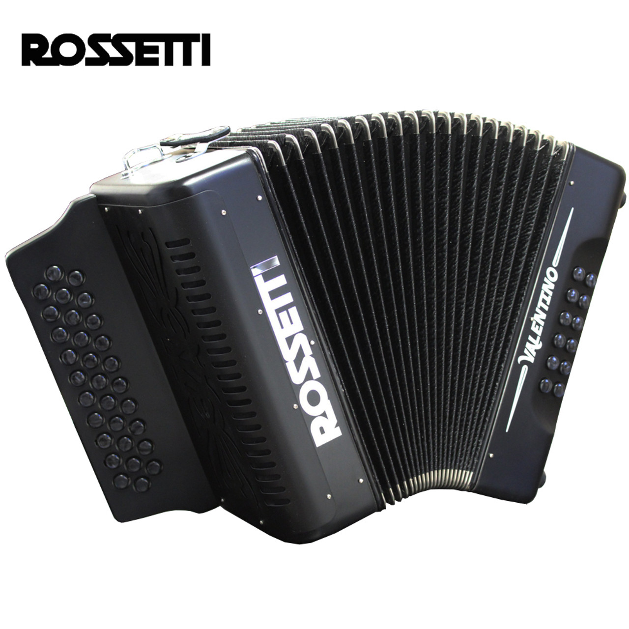 Rossetti Pro Series VALENTINO GCF Sol 31 Button Diatonic Accordion Matte  Black with Case