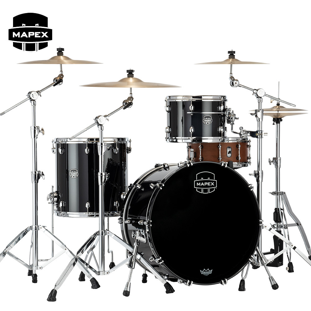 Mapex Saturn Evolution Hybrid Powerhouse Rock 3PC Shell Pack Piano Black Lacquer SE446XHPB