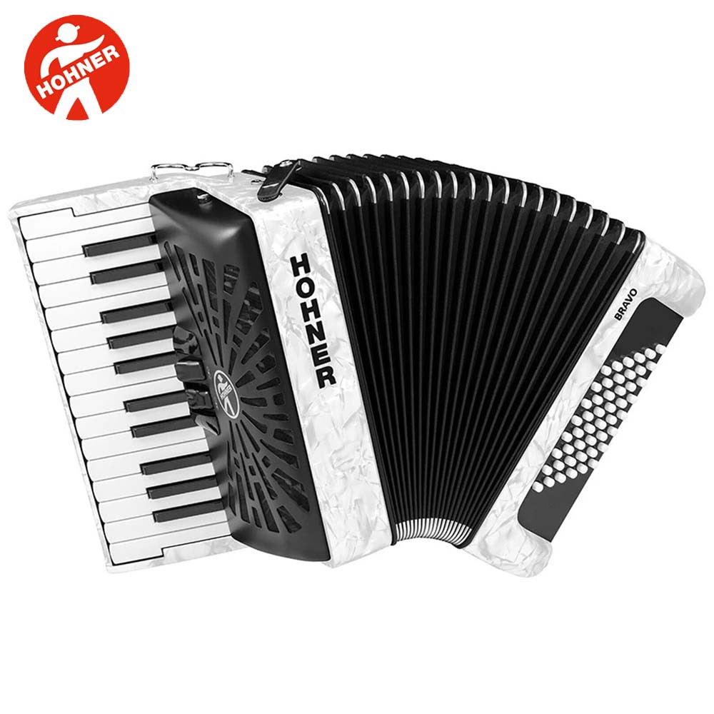 Hohner White 48 アコーディオン Hohner Bravo II 48 Chromatic Piano Accordion - Pearl White with
