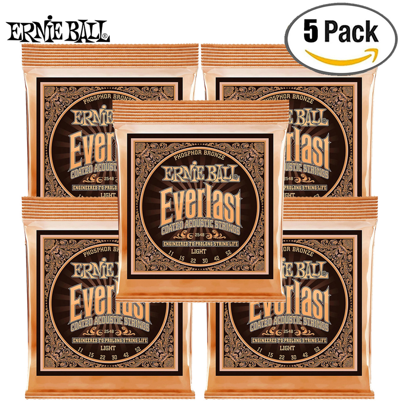 6セット Ernie Ball #2548 Everlast Coated Light 011-052 Phosphor Bronze アーニーボール  コーティング弦 アコギ弦 - 楽器、器材