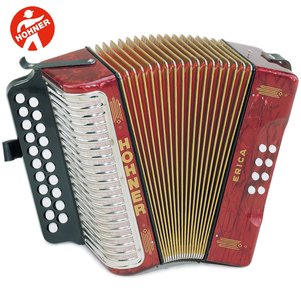 Hohner Diatonic Button Accordion 1600/2 Erica Two-Row A/D- Red
