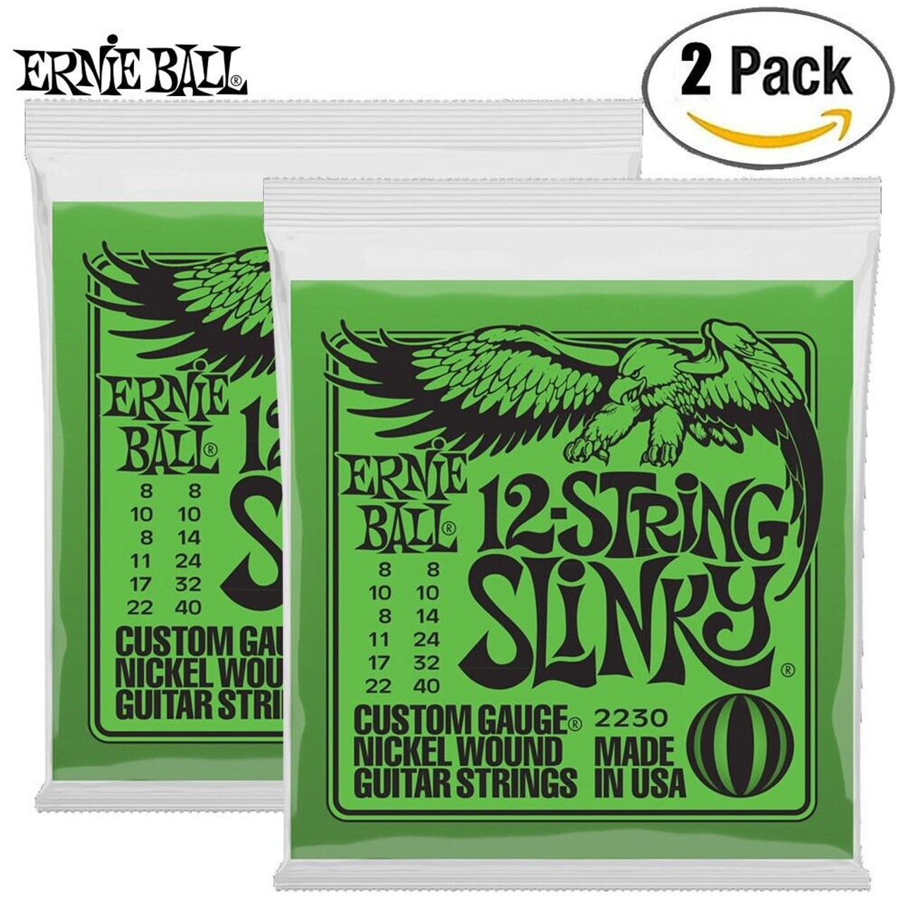 Ernie Ball Electric Guitar Strings - Regular Slinky Nickel Wound 10-46 - 2  Pack