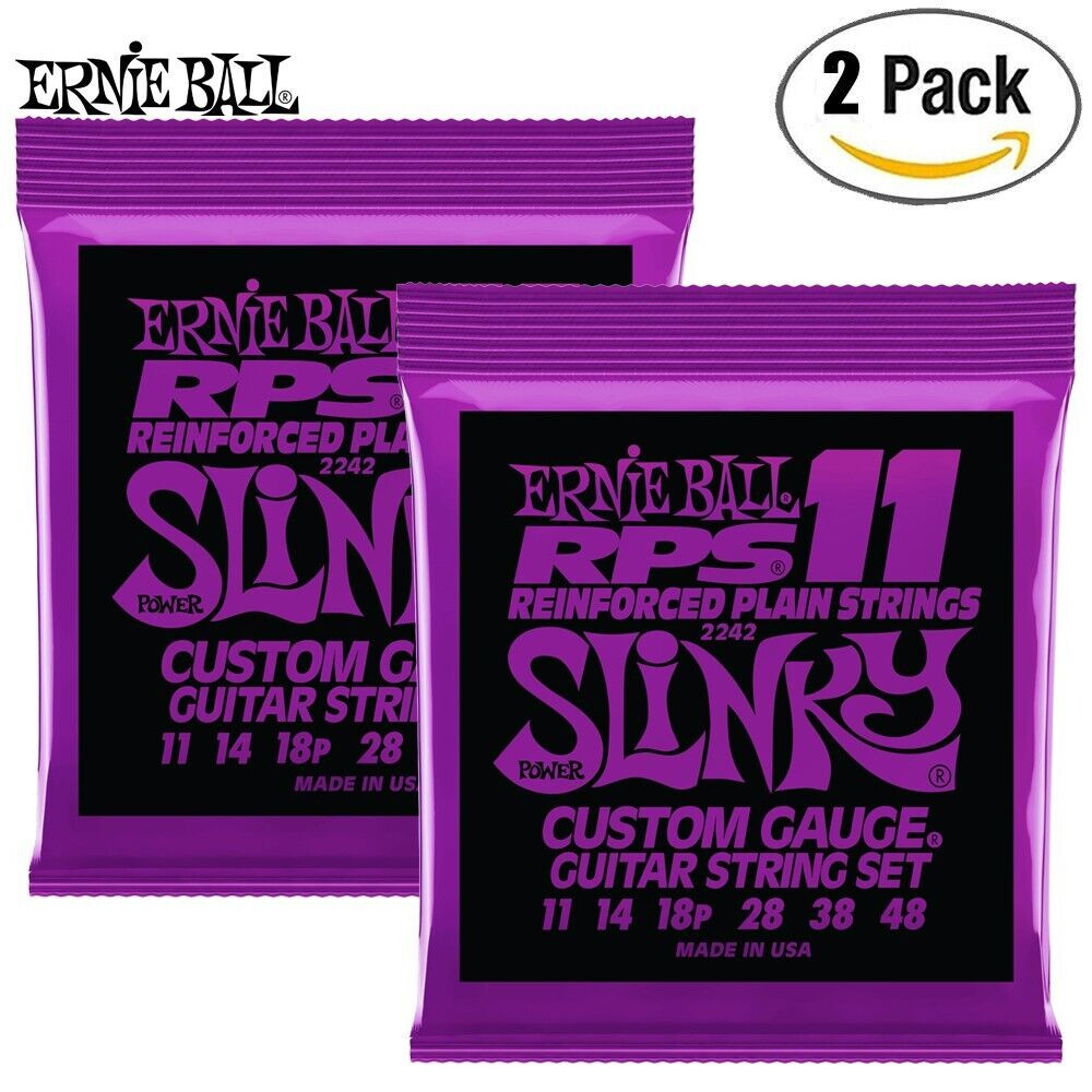 2-PACK Ernie Ball 2242 Power Slinky RPS Nickel Electric Guitar