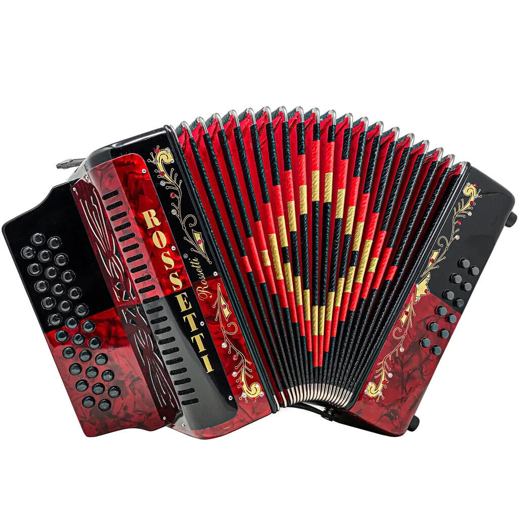 Rossetti 3112 31 Button Diatonic Accordion - Red/Black Checker