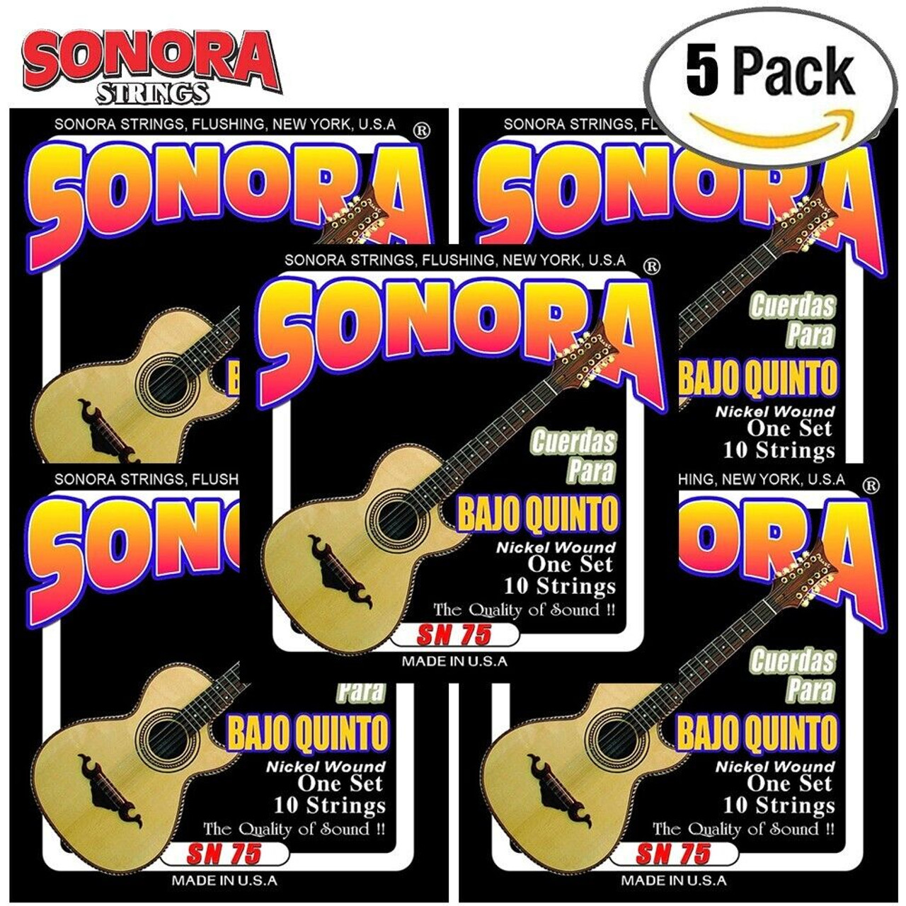 5-PACK Sonora SN75 Cuerdas Para Bajo Quinto Guitar Strings