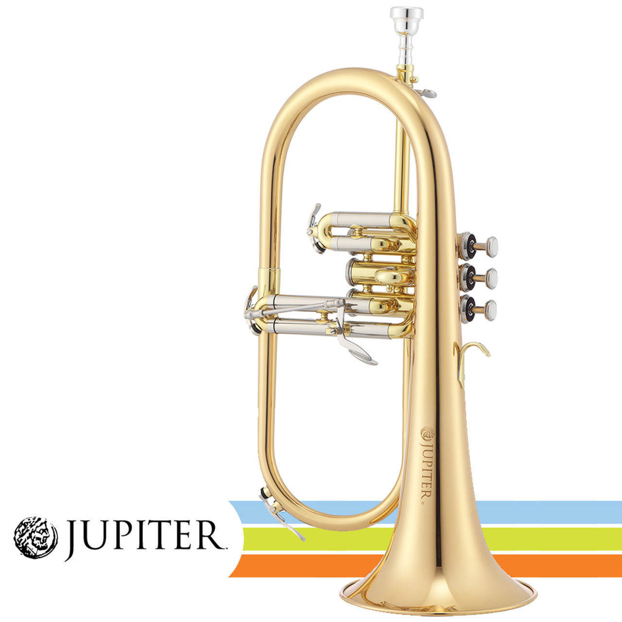 Jupiter JFH1100R Lacquered Brass Body Key of Bb Flugelhorn With Case