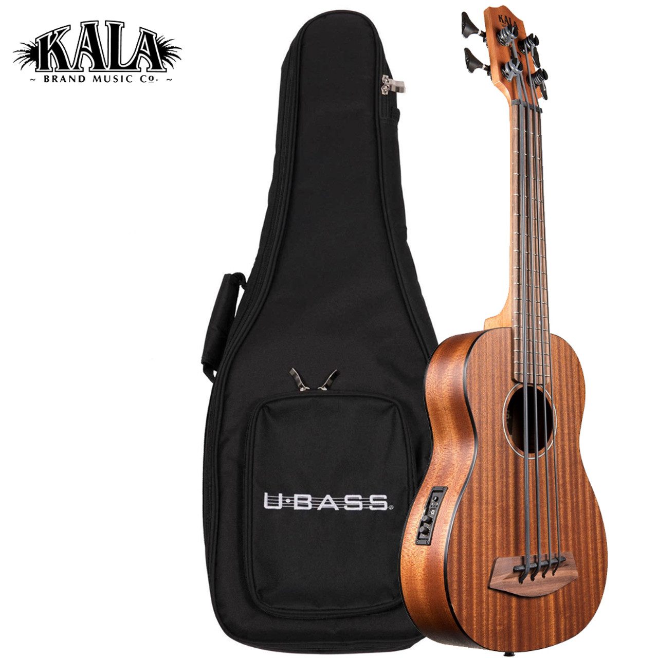 Kala U-BASS Rumbler Mahogany Bass Ukulele With Built In Tuner EQ + Padded  Gig Bag