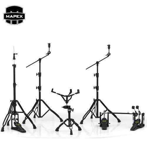 Mapex Armory HP8005EB-DP 800 Series Black Hardware Pack with Two Booms, Snare Stand, Hi-Hat Stand and Double Pedal Mapex Armory HP8005EB-DP 800 Series Black Hardware Pack with Two Booms, Snare Stand, Hi-Hat Stand and Double Pedal