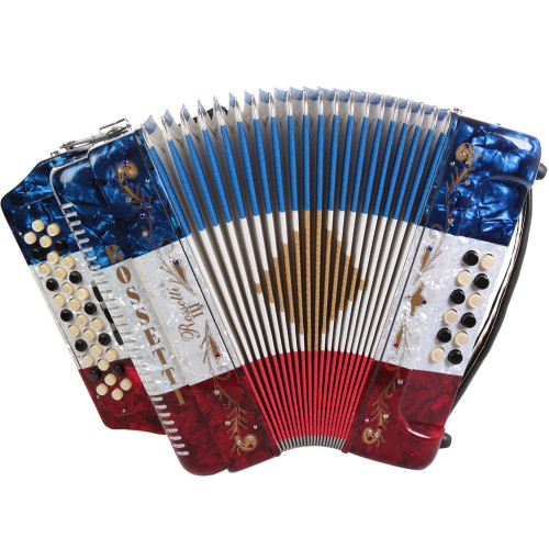 Rossetti 3412 34 Button 3 Switch Diatonic Accordion - Red White Blue Rossetti 3412 34 Button 3 Switch Diatonic Accordion - Red White Blue