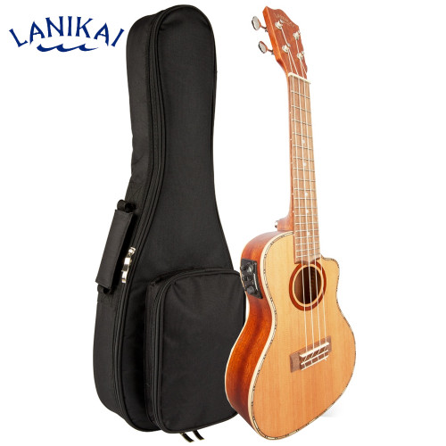 Lanikai CDST-CEC Solid Top Cutaway Acoustic Electric Concert Ukulele with Padded Gig Bag Lanikai CDST-CEC Solid Top Cutaway Acoustic Electric Concert Ukulele with Padded Gig Bag