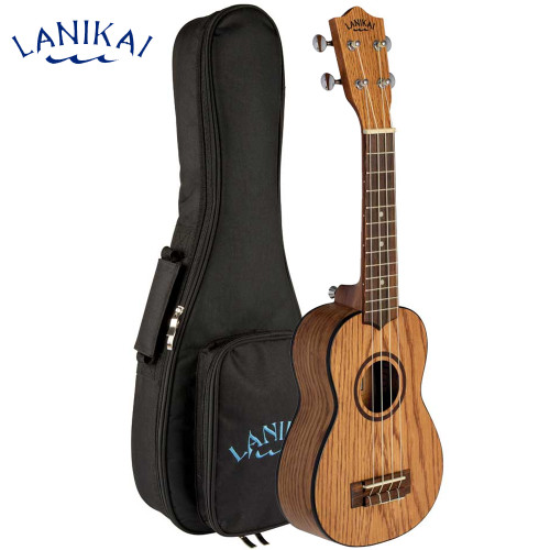 Lanikai OA-S Oak Laminate Top Soprano Ukulele Satin Natural with Padded Bag
