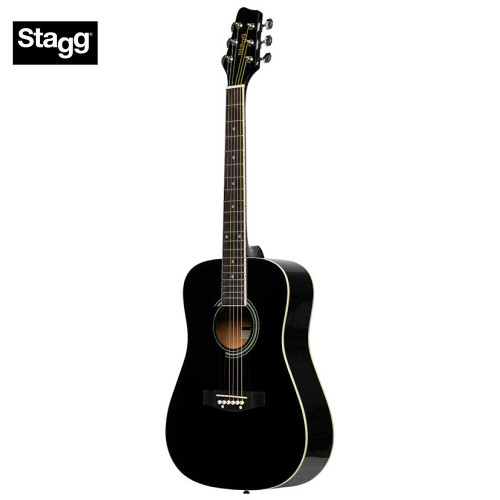 Stagg SA20D 3/4 Size Dreadnought Beginner Acoustic Guitar - Black - Left-Handed