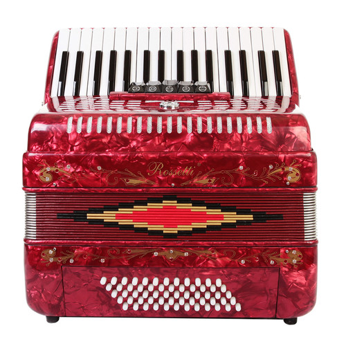Rossetti 3460 34 Keys 5 Switch 60 Bass Button Accordion - Red