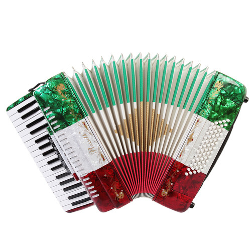 Rossetti 3460 34 Keys 5 Switch 60 Bass Button Accordion - Red White Green Rossetti 3460 34 Keys 5 Switch 60 Bass Button Accordion - Red White Green