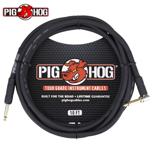 Pig Hog PH10R 10FT High Performance 8mm 1/4" - 1/4" Right-Angle Instrument Cable Pig Hog PH10R 10FT High Performance 8mm 1/4" - 1/4" Right-Angle Instrument Cable