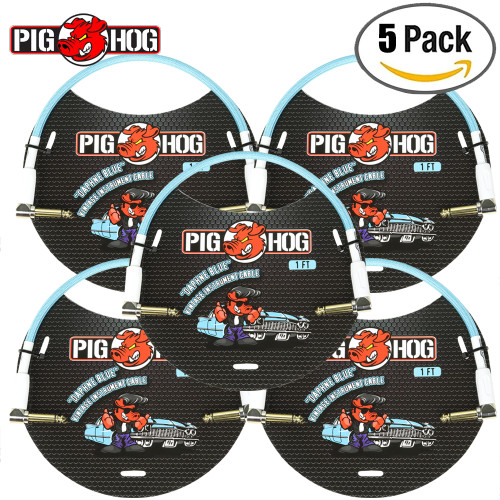 5-PACK Pig Hog 1FT PCH1DBR 1/4" Patch Cable Right Angle Ends Daphne Blue 5-PACK Pig Hog 1FT PCH1DBR 1/4" Patch Cable Right Angle Ends Daphne Blue
