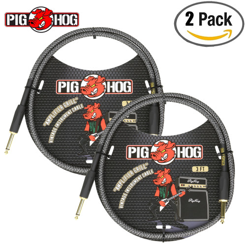 2-PACK Pig Hog PCH3AG "Amplifier Grill" 3FT 1/4" High Performance Woven Patch Cable 2-PACK Pig Hog PCH3AG "Amplifier Grill" 3FT 1/4" High Performance Woven Patch Cable
