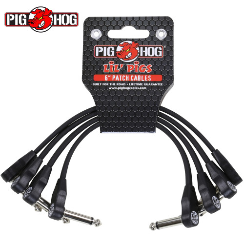 4-Pack Pig Hog Low Profile Flat 6" Right-Angle Patch Cable Cord Guitar Pedal 4-Pack Pig Hog Low Profile Flat 6" Right-Angle Patch Cable Cord Guitar Pedal