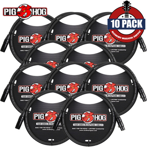 10-PACK Pig Hog 6FT Shielded Microphone Cable Cord XLR 8mm Tour Grade PHM6