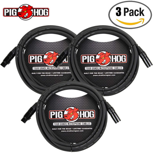 3-PACK Pig Hog PHM10 High Performance 8mm XLR Microphone Cable 10 FT 3-PACK Pig Hog PHM10 High Performance 8mm XLR Microphone Cable 10 FT