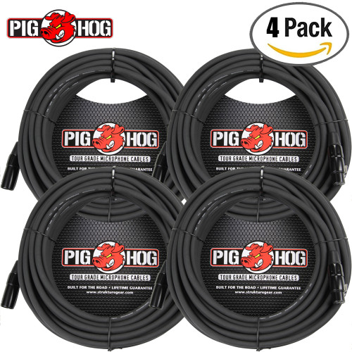 4-PACK Pig Hog 100 FT Microphone Cable XLR Lifetime 8mm Tour Grade PHM100