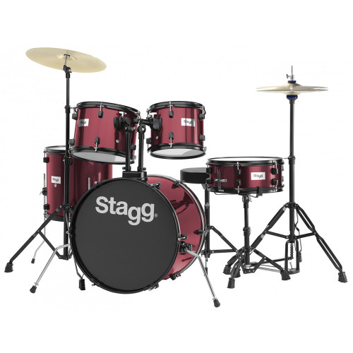 Stagg TIM120B Deluxe 5 Piece Complete Drum Set - Wine Red Stagg TIM120B Deluxe 5 Piece Complete Drum Set - Wine Red