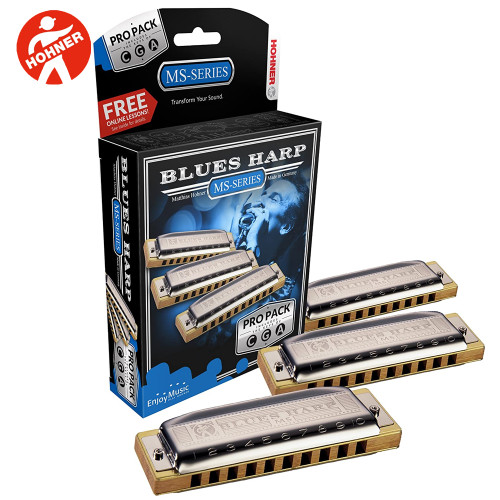 Hohner 3 Piece Pro Pack Blues Harp Diatonic Harmonica - Keys C, G and A