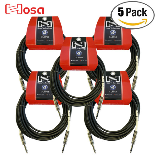 5-PACK Hosa GTR-225 24AWG 1/4" Straight to Same Guitar Instrument Cable 25FT 5-PACK Hosa GTR-225 24AWG 1/4" Straight to Same Guitar Instrument Cable 25FT