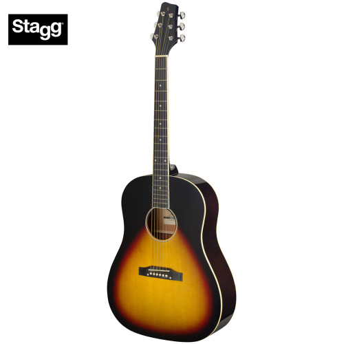 Stagg SA35 DS-VS LH Dreadnought Acoustic Guitar with Slope Shoulder Sunburst Left Hand Stagg SA35 DS-VS LH Dreadnought Acoustic Guitar with Slope Shoulder Sunburst Left Hand