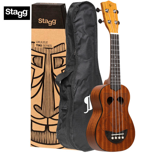 Stagg US-TIKI EH Tiki Series Soprano Sapele Top Ukulele with Black Padded Gig Bag Stagg US-TIKI EH Tiki Series Soprano Sapele Top Ukulele with Black Padded Gig Bag