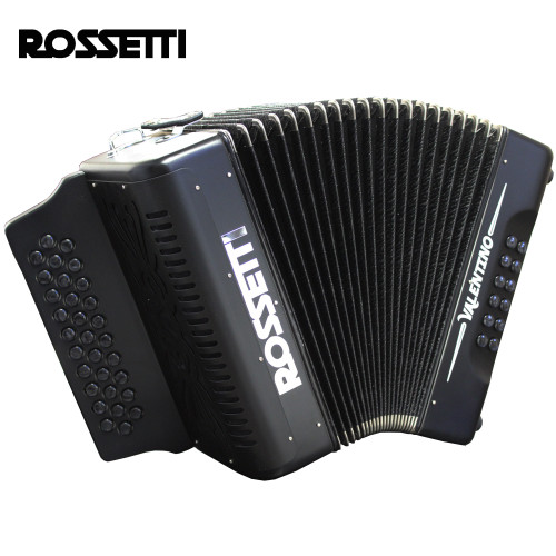 Rossetti Pro Series VALENTINO FBE Fa 31 Button Diatonic Accordion Matte Black with Case Rossetti Pro Series VALENTINO FBE Fa 31 Button Diatonic Accordion Matte Black with Case