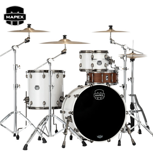 Mapex Saturn Evolution Hybrid Organic Rock 3PC Shell Pack Polar White Lacquer SE426XHBPI Mapex Saturn Evolution Hybrid Organic Rock 3PC Shell Pack Polar White Lacquer SE426XHBPI