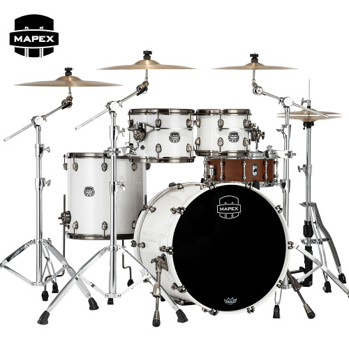 Mapex Saturn Evolution Rock Birch 4-Piece Shell Pack Polar White SE529XBBPI Mapex Saturn Evolution Rock Birch 4-Piece Shell Pack Polar White SE529XBBPI