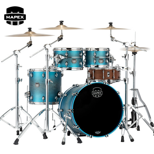 Mapex Saturn Evolution Fusion 4-Piece Maple Shell Pack Exotic Azure Burst Lacquer SE504XMPT Mapex Saturn Evolution Fusion 4-Piece Maple Shell Pack Exotic Azure Burst Lacquer SE504XMPT