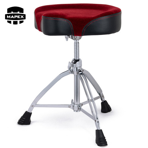 Mapex T865SER 17" x 4" Saddle Top Double Braced Drum Throne with Red Cloth Top Mapex T865SER 17" x 4" Saddle Top Double Braced Drum Throne with Red Cloth Top
