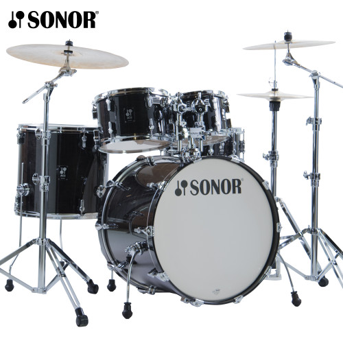 Sonor AQ2 Series 5 Piece 22" STAGE Drum Set Shell Pack Transparent Stain Black