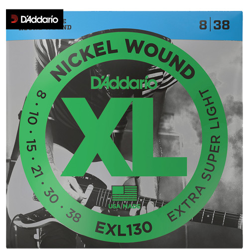 D'Addario EXL130 Nickel Wound Electric Guitar Strings 8-38 Extra Super Light