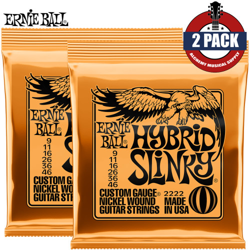 2-PACK Ernie Ball 2222 Hybrid Slinky Nickel Wound Electric Guitar Strings 9-46