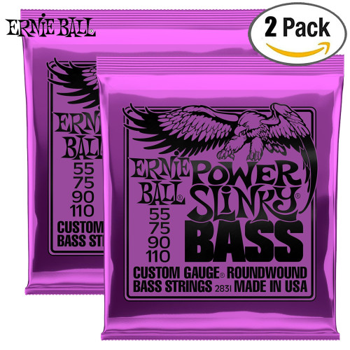 2-PACK Ernie Ball 2831 Power Slinky Nickel Wound Electric Bass Guitar Strings 55-110