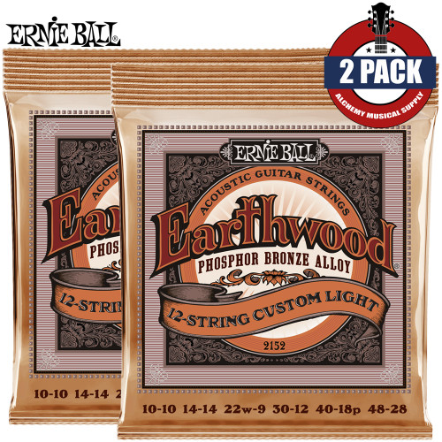 2-PACK Ernie Ball 2152 Earthwood Custom Light 12-String Acoustic Guitar Strings