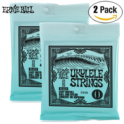 2-PACK Ernie Ball 2326 Black Nylon Ball End Concert/Soprano Ukulele Strings 2-PACK Ernie Ball 2326 Black Nylon Ball End Concert/Soprano Ukulele Strings