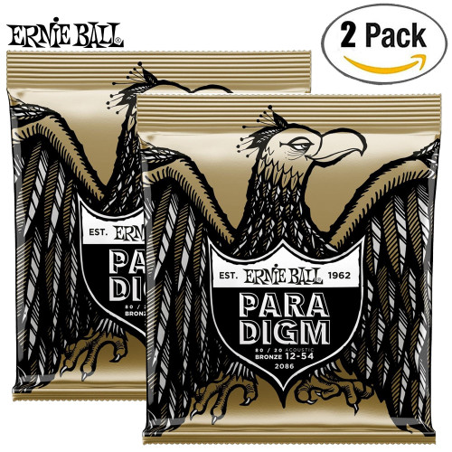 2-PACK Ernie Ball 2086 Paradigm 80/20 Bronze Acoustic Guitar Strings 12-54